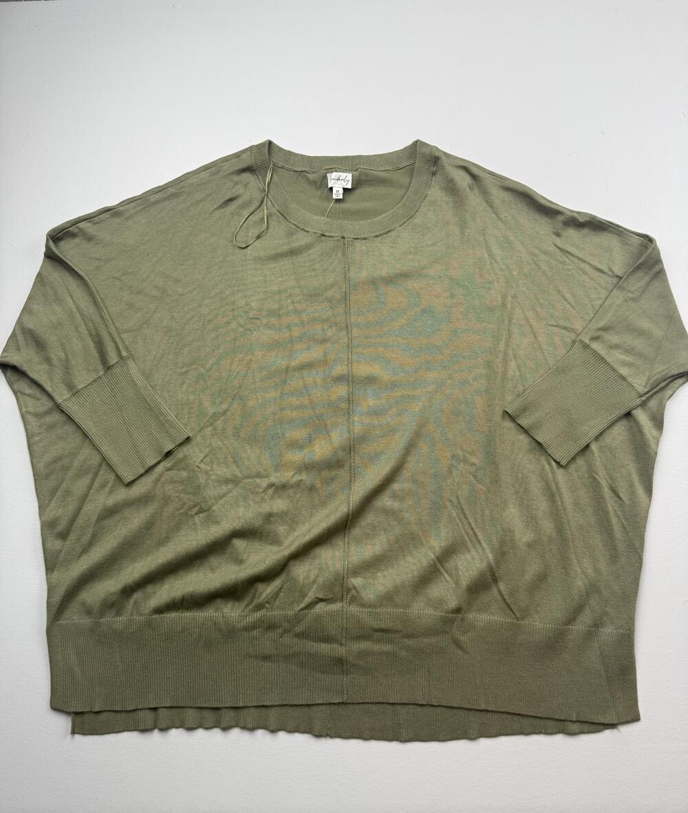 Wonderly Sweater Womens 3X Green Crew Neck 3/4 Sleeve Dolman Knit Pullover